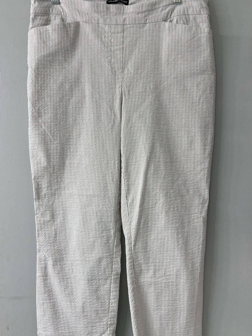 Hilary Radley Beige and White Striped Casual Pants L